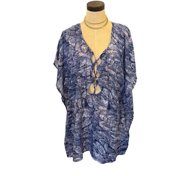 OP Ocean Pacific Blue Tie Front Swim Cover Up Women size M - Picture 1 of 7